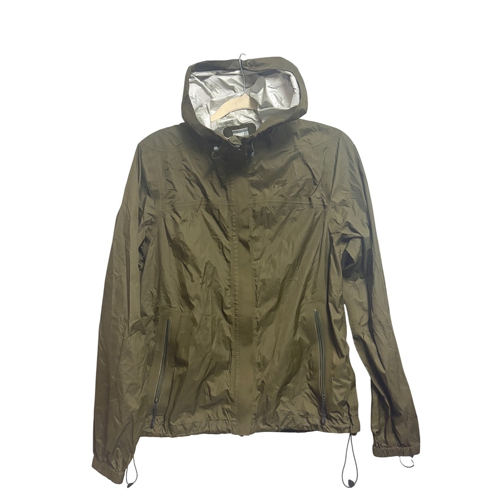 Nike Sportswear Fit Storm Olive Green Windbreaker Jacket Hooded Ripstop Small